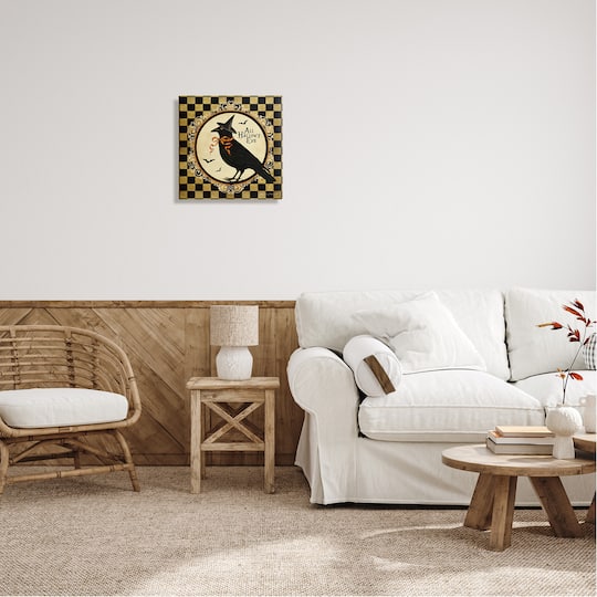 Stupell Industries All Hallow's Eve Halloween Crow Canvas Wall Art